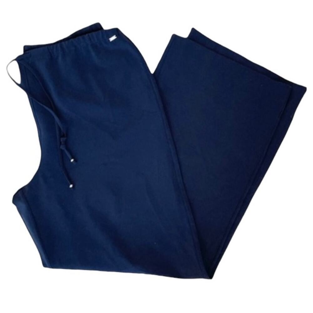 St John navy blue wide leg pants, Ladies medium drawstring waist casual bottom - Picture 6 of 6